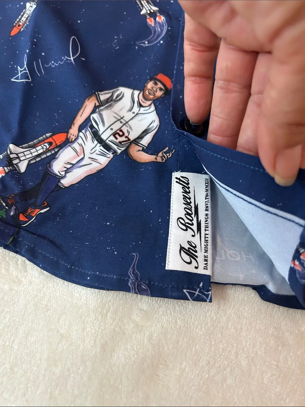 RSVLTS Navy Astronaut & Baseball Short-Sleeve Button-Down Shirt